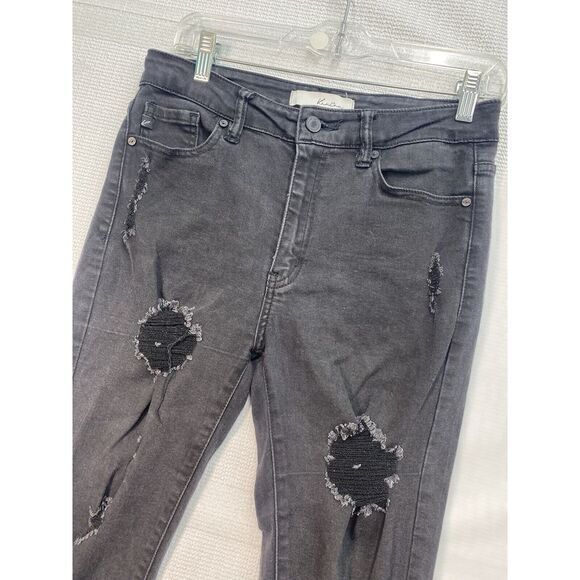 Kancan Jeans Womens 9‎ / 28 Black Mid Rise Destroyed Skinny Leg Dark Wash - Picture 1 of 9